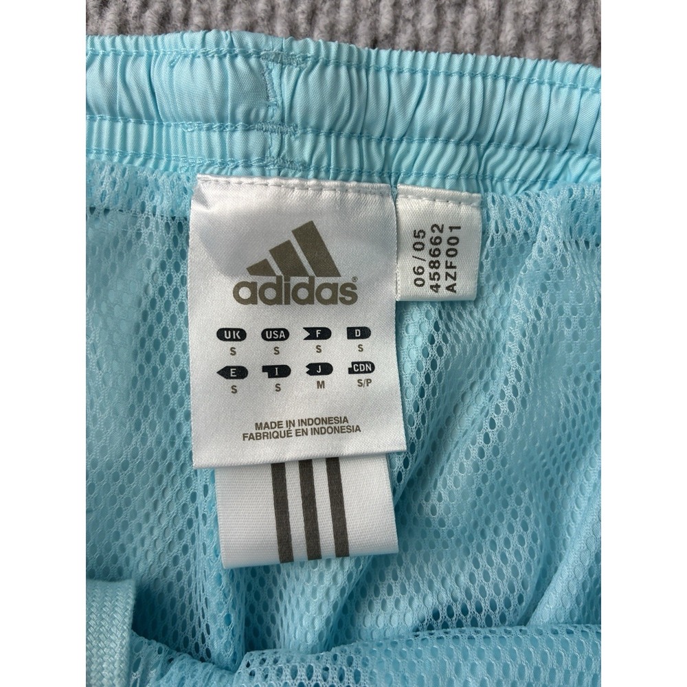 Vintage Y2K Adidas light blue nylon track pants Zipper Ankles 3 Stripes Small - Picture 3 of 9